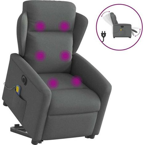 Chaise de massage électrique inclinable en tissu, siège ergonomique avec fonction chauffage, contrôle tactile et programmes personnalisés – Gris foncé (1/5)