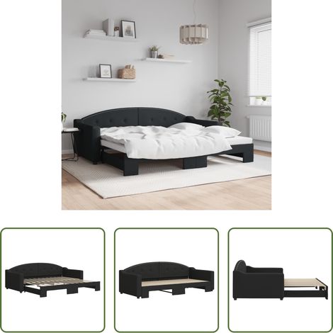 Schlafsofa -  Tagesbett Ausziehbar Schwarz 90x200 cm Stoff