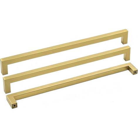 Goldenwarm Lot de 1 Poignée Meuble Dorée Entraxe 320mm Poignée Cuisine Or surface lisse sans arêtes, utilisation sécurisée, acier inoxydable creux mais résistant, forme carrée design moderne (1/5)