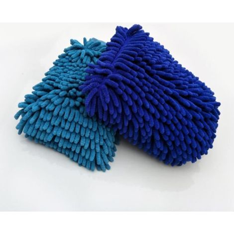 Lot de 2 Chiffons de Microfibre Gant de lavage Microfibre pour la Voiture Absorbants Épaissir plus velours d'hiver imperméables,B (1/4)
