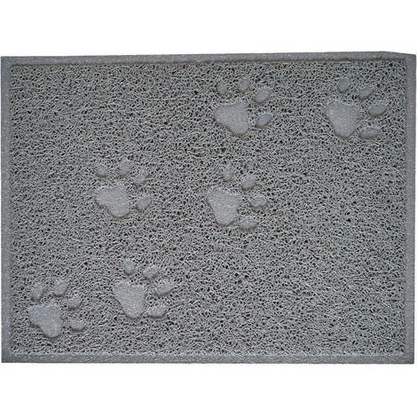 Tapis de litière en PVC à motifs pattes - Gris - L 40 x l 30 cm - Livraison gratuite (1/4)