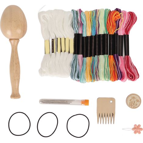Stopf-Ei für Socken mit Nadeln mit großem Öhr, Nähgarn, Nadelhalter, DIY-Bastelset aus Holz für Handtücher (1/5)