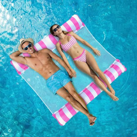 Bouee Piscine, Matelas Hamac Adulte Gonflable Matelas Filet Hamac Piscine Accessoire pour 2 Personnes pour Plage Vacances Partie 132 x 130 (1/5)