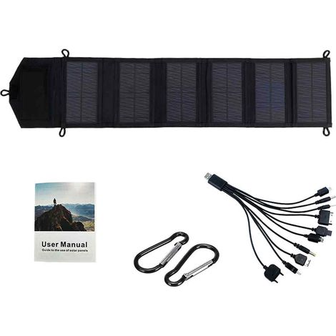 20-W-5-V-USB-Solarpanel mit Falttasche (870 x 190 x 3 mm ausgeklappt, 180 x 125 x 50 mm zusammengefaltet, 385 g) für Outdoor-Camping mit wasserdichter PET-Oberfläche (1/5)