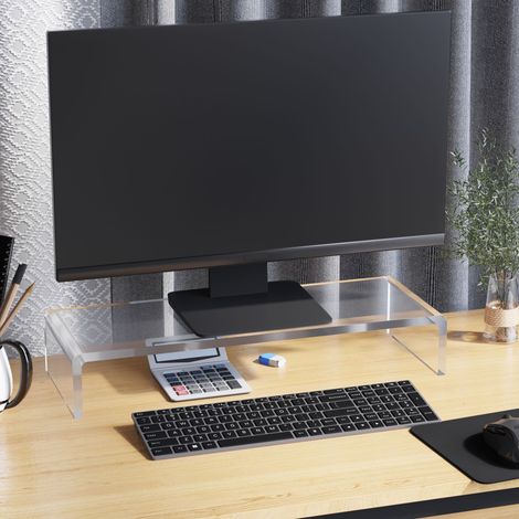 Supporto per monitor, supporto per schermo per laptop, computer, notebook, PC, ergonomico, acrilico, trasparente, 53 x 19 x 9 cm (1/5)