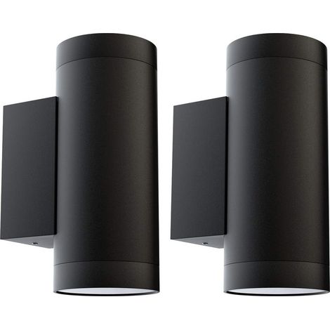 2 pcs Applique Murale Exterieur GU10 Aluminium Up/Down Eclairage Exterieur, IP65 Étanche Lampe Murale Exterieur pour Jardin Couloir Entrée Patio, Ampoule non Incluse, Noir (1/5)