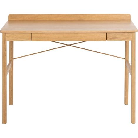 Bureau 1 tiroir 110x50x80 cm décor chêne laqué mat (1/5)