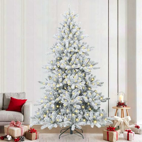 vidaXL Artificial Hinged Christmas Tree White 240 cm PVC and Steel (1/5)