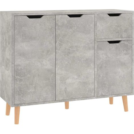 Buffet - Armoire de rangement Enfilade Gris béton 90x30x72 cm Aggloméré BV470715 - BonneVie (1/5)