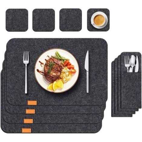 LAN Ensemble de 4 sets de table épais et isolants en feutre pour la cuisine et la salle à manger. (1/4)
