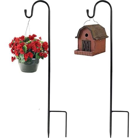 Lot de 2 Crochet De Berger Jardin 90CM pour l'extérieur Articles Décoratifs Suspendus,Lampes Solaires, Paniers à Plantes, Mangeoires Support pour mangeoires à oiseaux (1/5)