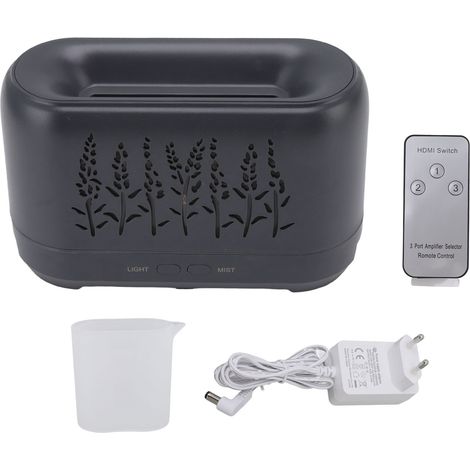 Diffuseur d'huiles essentielles 200ml, silencieux et évidé, avec lumière flamme et télécommande, pour sommeil, travail, étude, prise UE 100-240V. (1/5)
