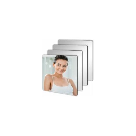 4 Pièces Miroir Mural Autocollant, Autocollant Mural Décorative Auto Adhésifs, Miroir Acrylique Antidéflagrant Carrés Flexible pour Salle de Bain Salon Chambre