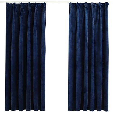 Maison Exclusive - Cortinas opacas ganchos 2 pzas terciopelo azul (1/5)