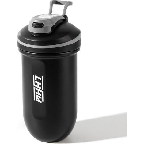 Shaker protéine inox 500ml sans bille, anti-fuite, sans BPA, noir (1/5)