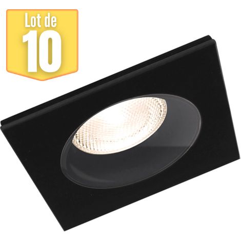 Lot de 10 supports de spots encastrables carré noir IP54 (1/4)