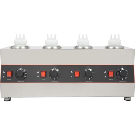 Commercial Electric Sauce Warmer, 640W Electric Sauce Warmer with Sauce Bottles, Stainless Steel Jam Heat Preservation 30-85°C Temperature Adjustable for Caramel, Chili, Curry, Butter, Sauces (1/5)