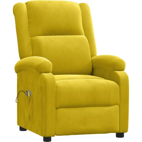 Fauteuil électrique de massage Jaune Velours vidaXL (1/5)