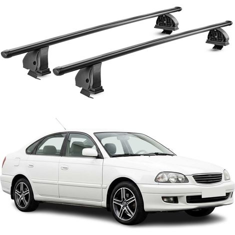OMAC Stahl Dachträger Querträger Toyota Avensis I 1997-2003 – TÜV / DIN 75302:2019 – Abschließbar – Max. 75 kg – 2 Stangen – Schwarz (1/5)