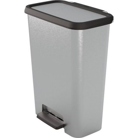 Pedale di selezione a pedale Duo - CURVER - COMPATTA - 23 L + 23 L - Grigio effetto metallo - Polipropilene