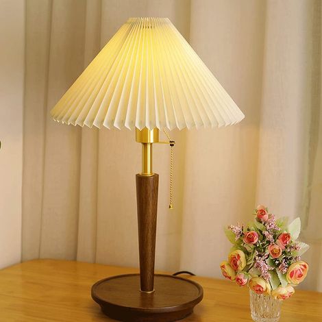 Lampe de table plissée, lampe de chevet vintage, lampe de bureau, lampe de table décorative avec ampoule, 3 températures de couleur (1/5)