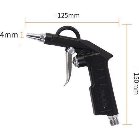 Pistolet soufflette 1/4 pour compresseur d'air comprimé max 6 bar - Ø de buse 4 mm - buse courte 25 mm - outil pneumatique nettoyage - couleur noir (1/4)