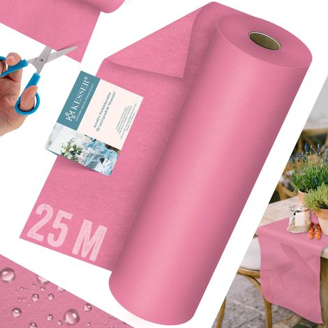 KESSER® Vlies Tischläufer Modern 30cm x 25m  Tischdekoration für Hochzeiten, Geburtstage, Taufen, Einschulung & allen Feierlichkeiten  Tischband abwaschbar, wasserabweisend & wetterfest - Rosa