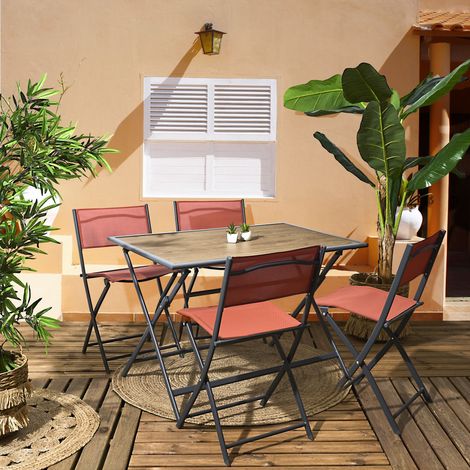 Table - HOME DECO FACTORY - Barcelone - Pliable - Effet Bois - Gris (1/4)