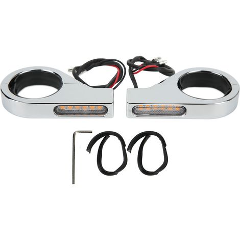 Clignotant LED pour motos, étanche, lumineux, universel, pour Tubes de fourche de 41mm, galvanoplastie, 12V (1/5)