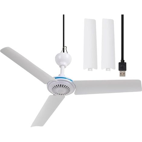 Petit Ventilateur de Plafond USB 19,7" Ventilateur de Plafond Portable pour Power Bank Intérieur et Extérieur Salle de Tour Table Bateau Cuisinier Voyage Tente Canopy Compartiment (1/5)