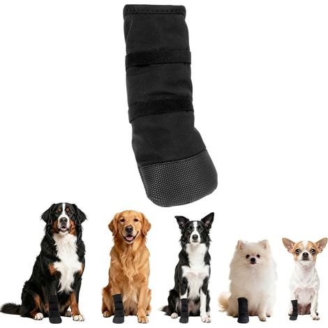 Stivali da pioggia per cani, calzini invernali impermeabili per proteggere le zampe, protezione anti-leccamento e recupero delle zampe con cinturini regolabili per cuccioli di piccola e media taglia,  (1/5)