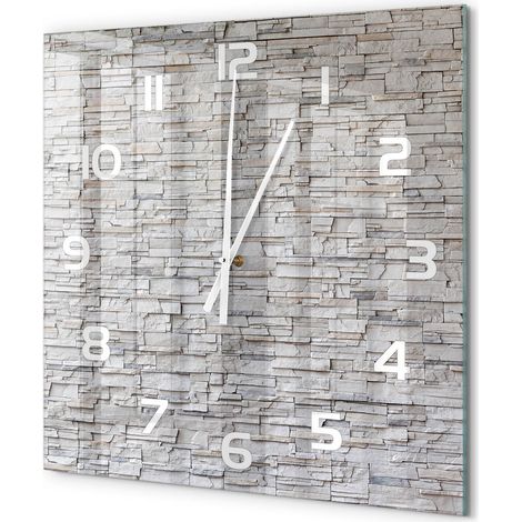 Grande Horloge Murale Carrée Moderne Verre Trempé Quartz Silencieux Sans Tic-Tac Mur de pierre 60x60 cm (1/5)