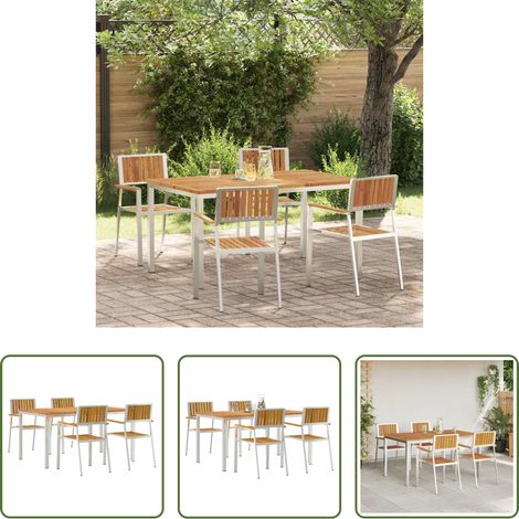 vidaXL Massivholz - Outdoortisch-Set 5 pcs Braun Massivholz Akazie (1/5)