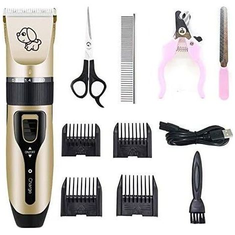 Tondeuse pour chien et chat Coupe-ongles pour chien Tondeuse pour animaux de compagnie [Prise USB] Toilettage professionnel pour animaux de compagnie Silencieux Rechargeable Sans fil Détachable 4 peig (1/5)