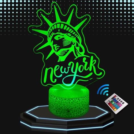 Lampe de chevet 3D Décoration New York ,Veilleuse Changement de couleurs, Lampe Tactile Bureau et Chambre Ado enfant, Eclairage (1/4)