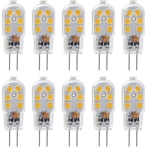G4 12V LED-Lampe, XU, 1W (entspricht 10W Halogenlampe), flimmerfrei, 200lm, warmweiß (3000K), 360° Abstrahlwinkel, nicht dimmbar, 10er-Packung – KZQ (1/4)