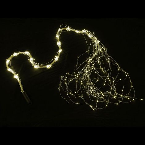 CASCATA 480 GOCCE DI LED BIANCO CALDO SU FILO DI RAME, 3 MT