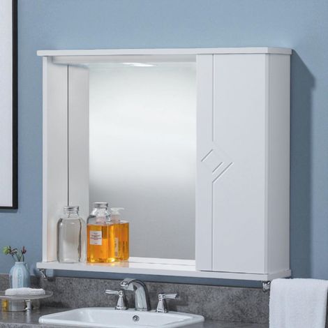 Specchiera da bagno NETTUNO 70 bianco lucido ad 1 anta con luce LED (1/4)