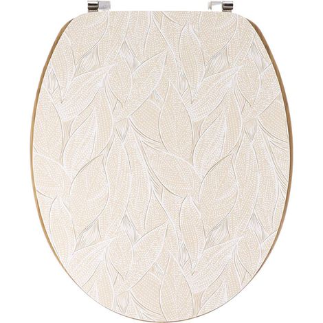 Sedile wc in mdf 18 pollici coperchio con design stampato seduta effetto bambù fissaggi in acciaio inox - botanico - Tendance (1/5)