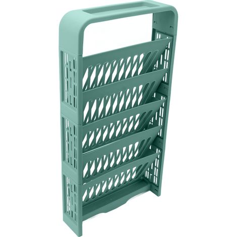 Étagère à Livres 5 Niveaux en Plastique, Rangement Bibliothèque Modulable, Support Étagère Universel Vert, Meuble Débout (1/5)
