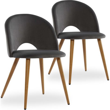 Lot de 2 chaises Yuzu Velours Gris (1/5)