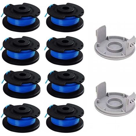 Paquet de 10 bobines de rechange pour tondeuse Ryobi, compatibles avec Ryobi One + AC14RL3A, tondeuse sans fil, 8 bobines + 2 capuchons de coupe (1/5)