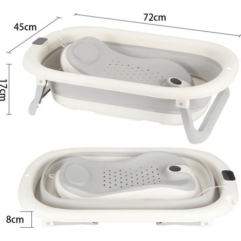 Bébé Baignoire Portable Avec support de bain Bébé Pliable Bain Sûr Avec affichage de la température 0-3 Ans (1/5)