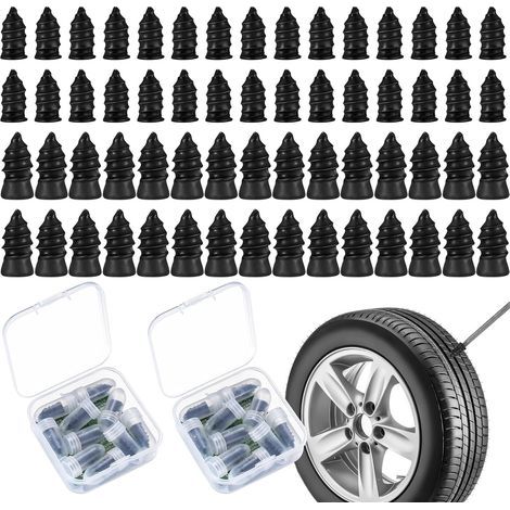 60 Pièces Clous en Caoutchouc de Pneu sous Vide, Clou Reparation Pneu pour Kit Reparation Pneu Voiture, Kit de Réparation Pneus Voiture pour Pneu de Voiture et Moto Clous Pneus Voiture (30S+30L) (1/5)