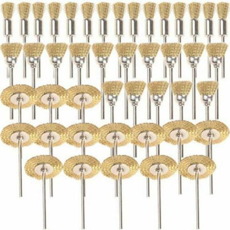 45-teiliges Messingbürsten-Set, Drahtbürste, Dremel-Drahtbürste, Proxxon Polierset, Stahlbürsten, Polierscheiben, Rundbürste, Scheibenschaft Ø 3,17 mm (1/5)