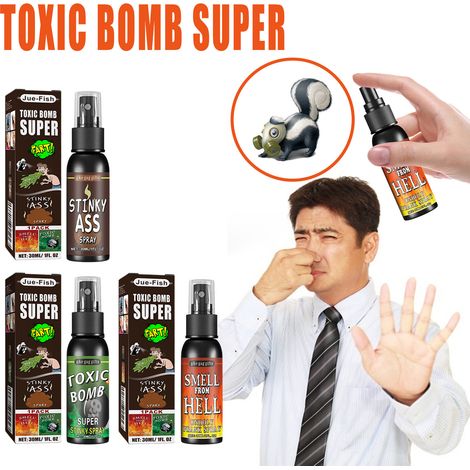 MegaHaustechnik-1- Spray à pets puants, odeur de bombe infernale de caca, jouet liquide pour farce du 1er avril, farce, divertissement odorant (boîte à odeur de caca) (1/5)