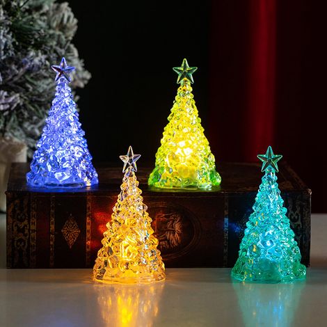 Arbre De Noël Lumineux - Veilleuse En Plastique Transparent - Décoration De Bureau Et Intérieure - Idéal Pour Fêtes, Chambres, Salons, Bureaux - 1 Pièce (1/4)