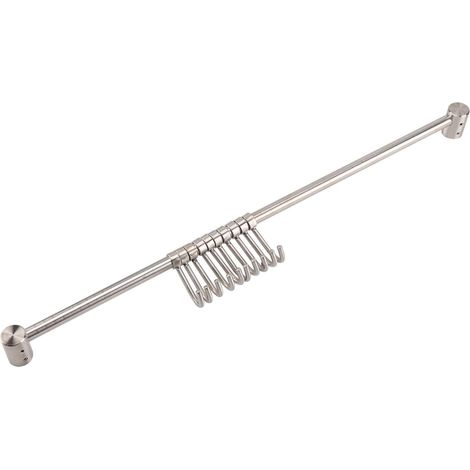Barre De Crochets - Acier Inoxydable - Réglable 40 À 72 Cm - Pour Cuisine Petite Surface - 10 Crochets - 1 Pièce (1/5)