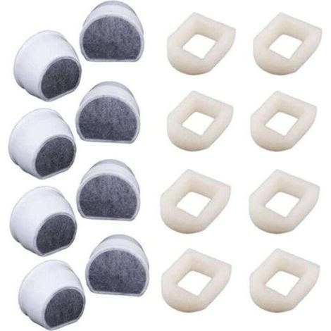 Lot de 16 Préfiltres en Mousse et Filtre à Carbone Compatible avec PetSafe Drinkwell Fountain INOX 360 Avalon Pagoda Seascape et Sedona Fontaines, Filtre pour Fontaine à Eau Chat Chien, (1/5)