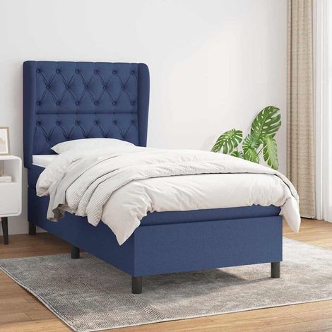 vidaXL Sommier à lattes de lit avec matelas Bleu 80x200 cm Tissu (1/5)